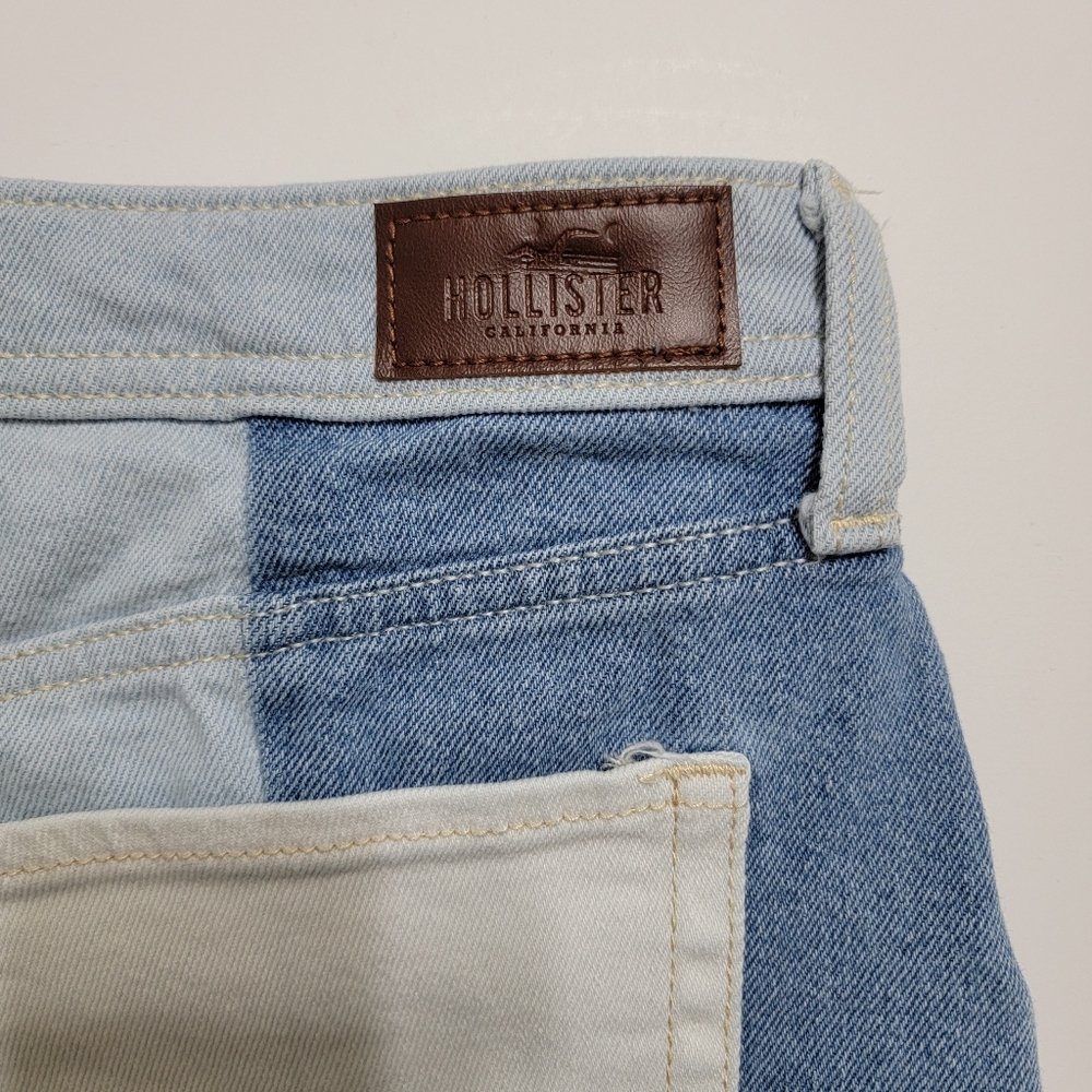 Patchwork Two-Tone Denim Shorts - Light Blue & Cream - Picture 4 of 8